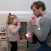 Minnesota Wild winger Marcus Foligno, 28, has played in the NHL for nine seasons. Here, Marcus shares a cup of tea, and blows it cool with his 20 mont