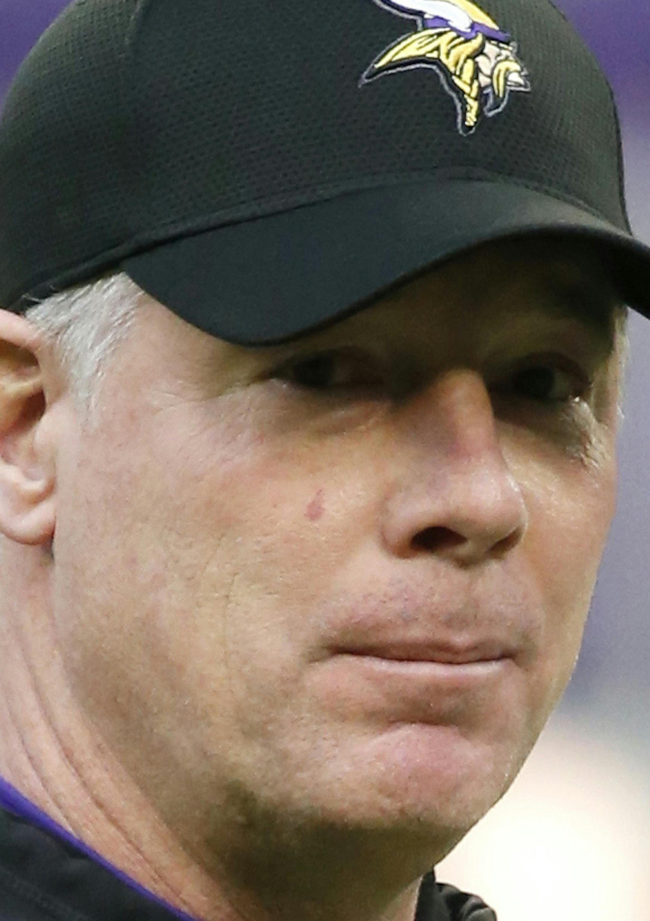 FILE - In this Dec. 31, 2017, file photo, Minnesota Vikings offensive coordinator Pat Shurmur stands on the field before an NFL football game against the Chicago Bears, in Minneapolis. One of the reasons the Vikings have blossomed into a Super Bowl contender this season is the influence of offensive coordinator Pat Shurmur, who has become a hot candidate for several open head coach vacancies around the league. (AP Photo/Bruce Kluckhohn, File)