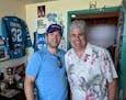 Wild goalie Alex Stalock, left, and Canterbury Park announcer Paul Allen have developed a friendship over the years and have invested on a handful of 