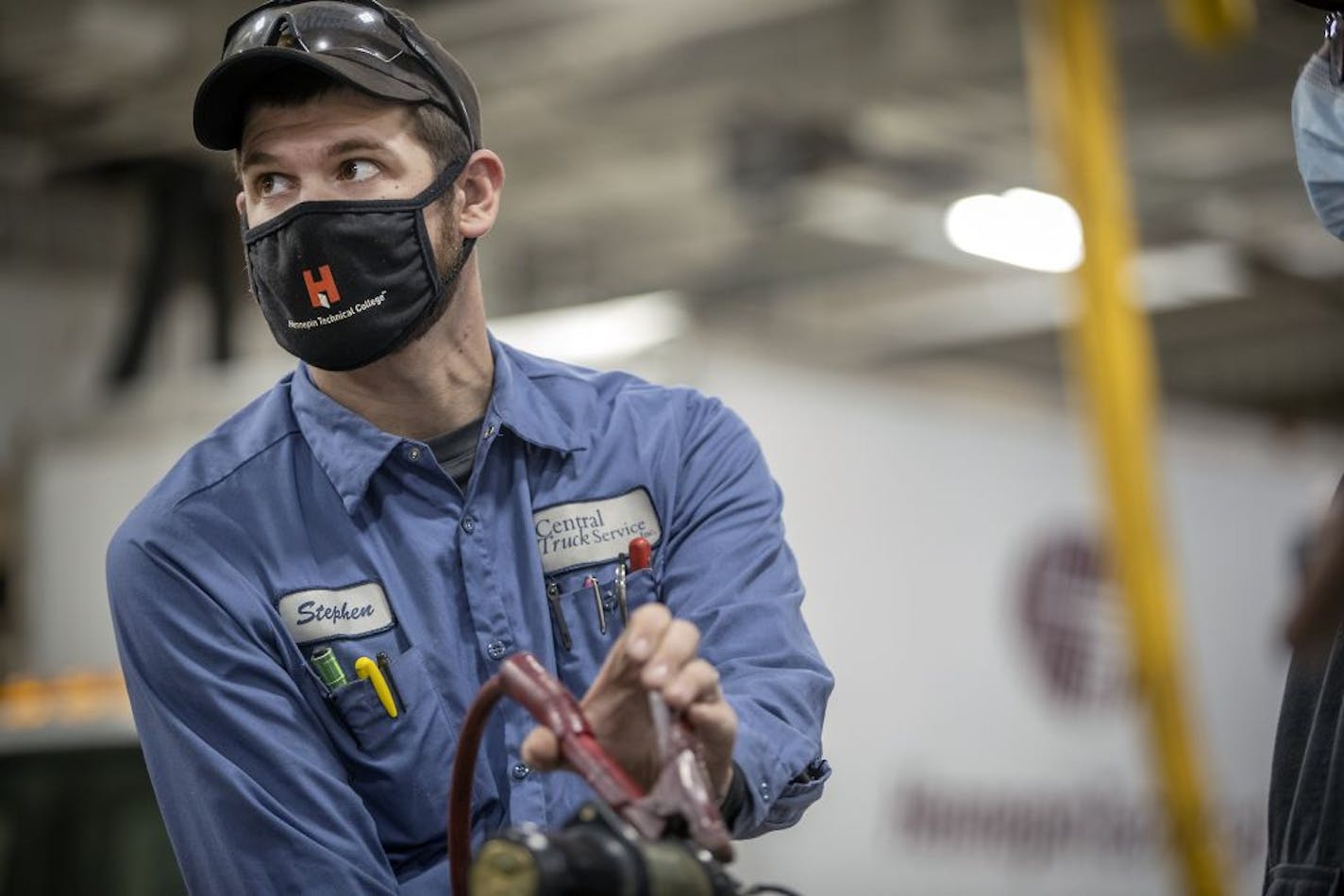 Stephen Hampshire worked on a diesel engine in his Hennepin Tech classroom in October. The Iraqi war veteran lost his job as an automotive estimator at a St. Cloud collision repair center in March because of COVID.