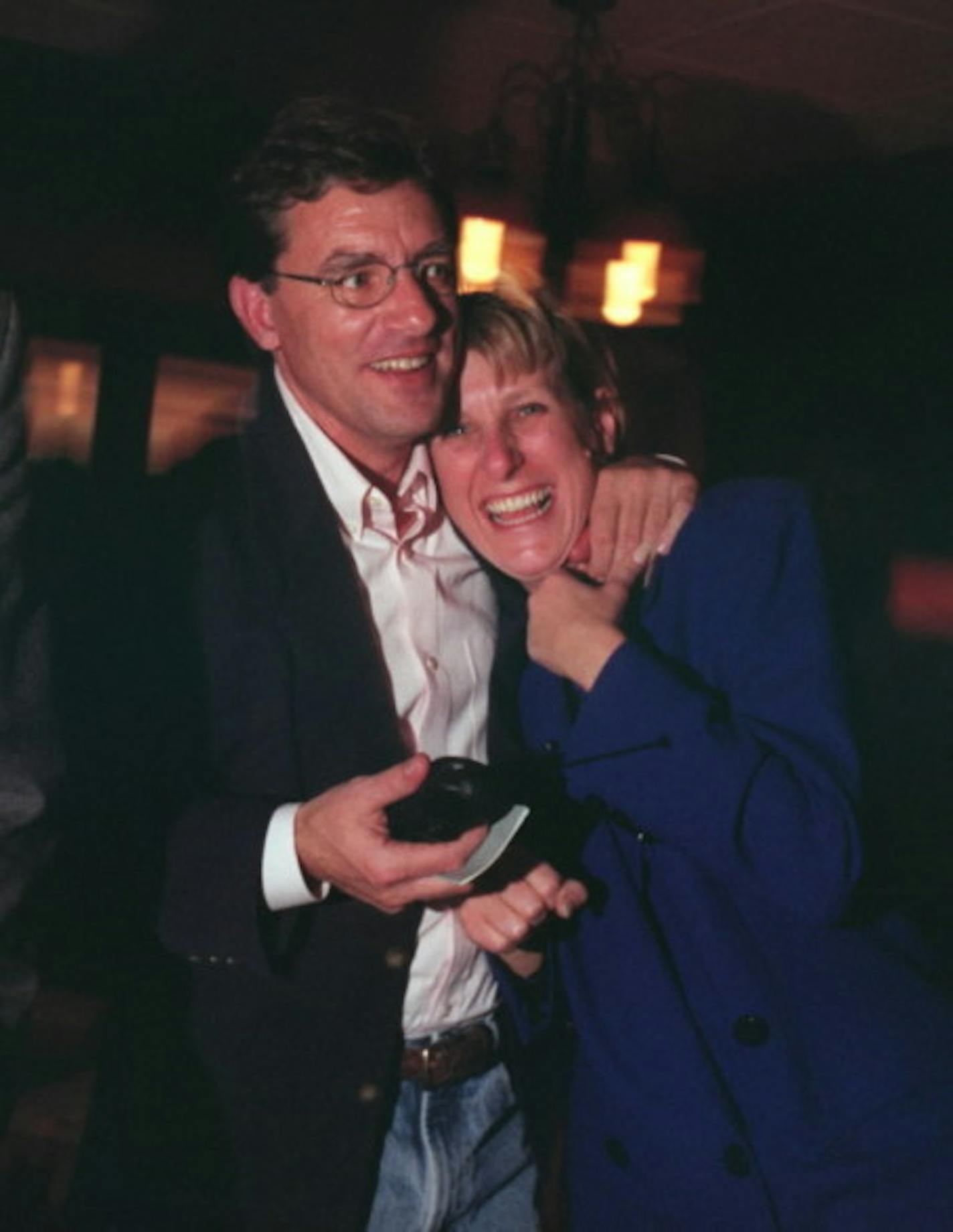 Susan Gaertner on election night 1998, with her now husband John Wodele