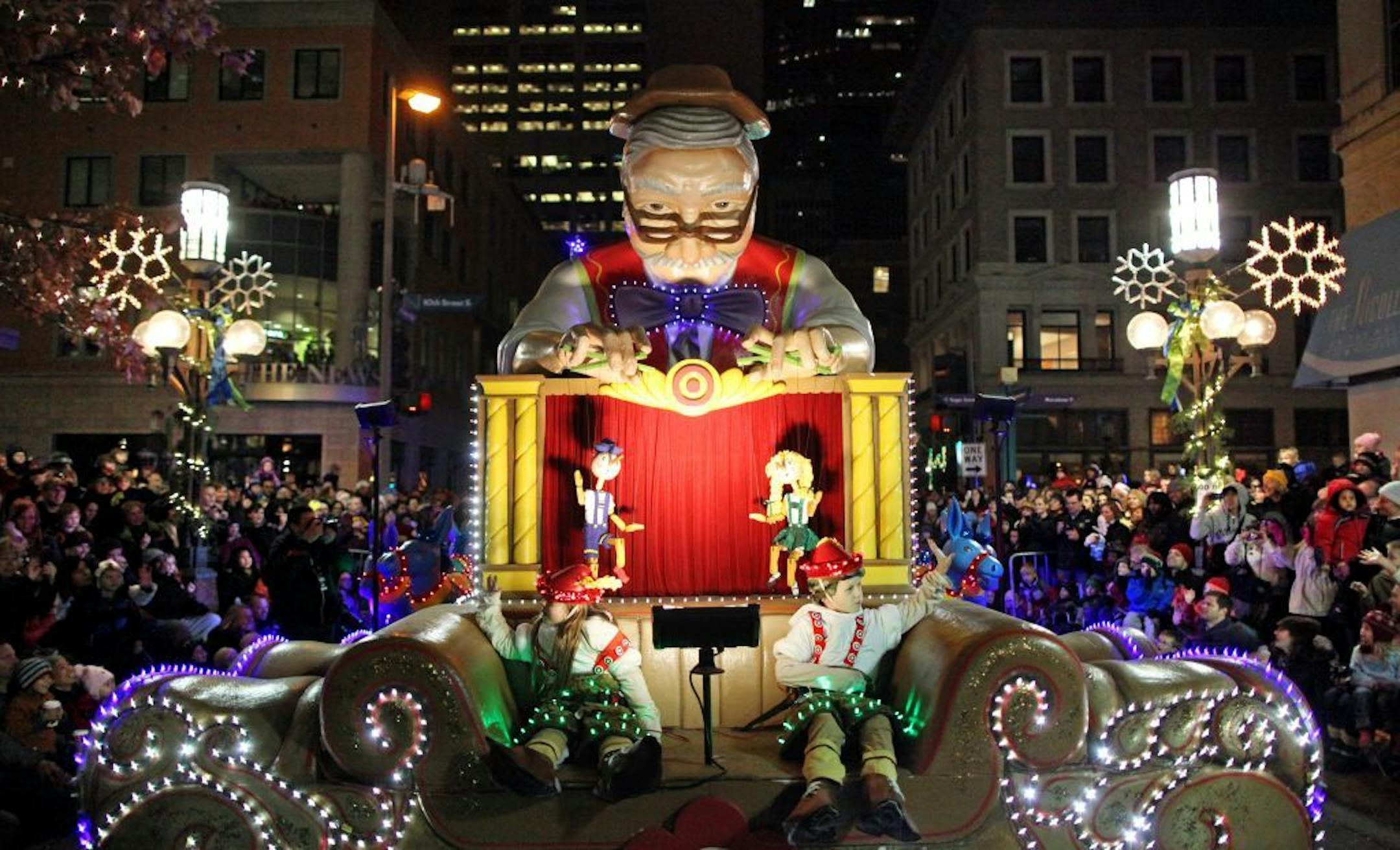 The Target Pinocchio float lead off the 20th annual Target Holidazzle Parade in 2011.