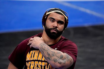 Gable Steveson, pictured at the 2021 NCAA Wrestling Championships on March 19 in St. Louis.