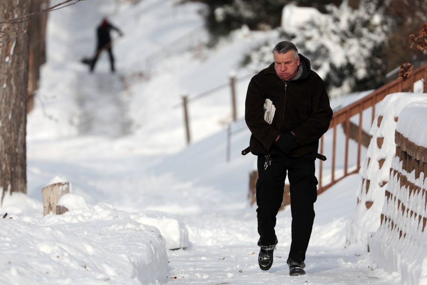 Earlier Saturday, it was the snow-covered landscape putting a grimace on a face in northeast Minneapolis. Later, it will be the extreme cold, with temps approach 20-below or even more.