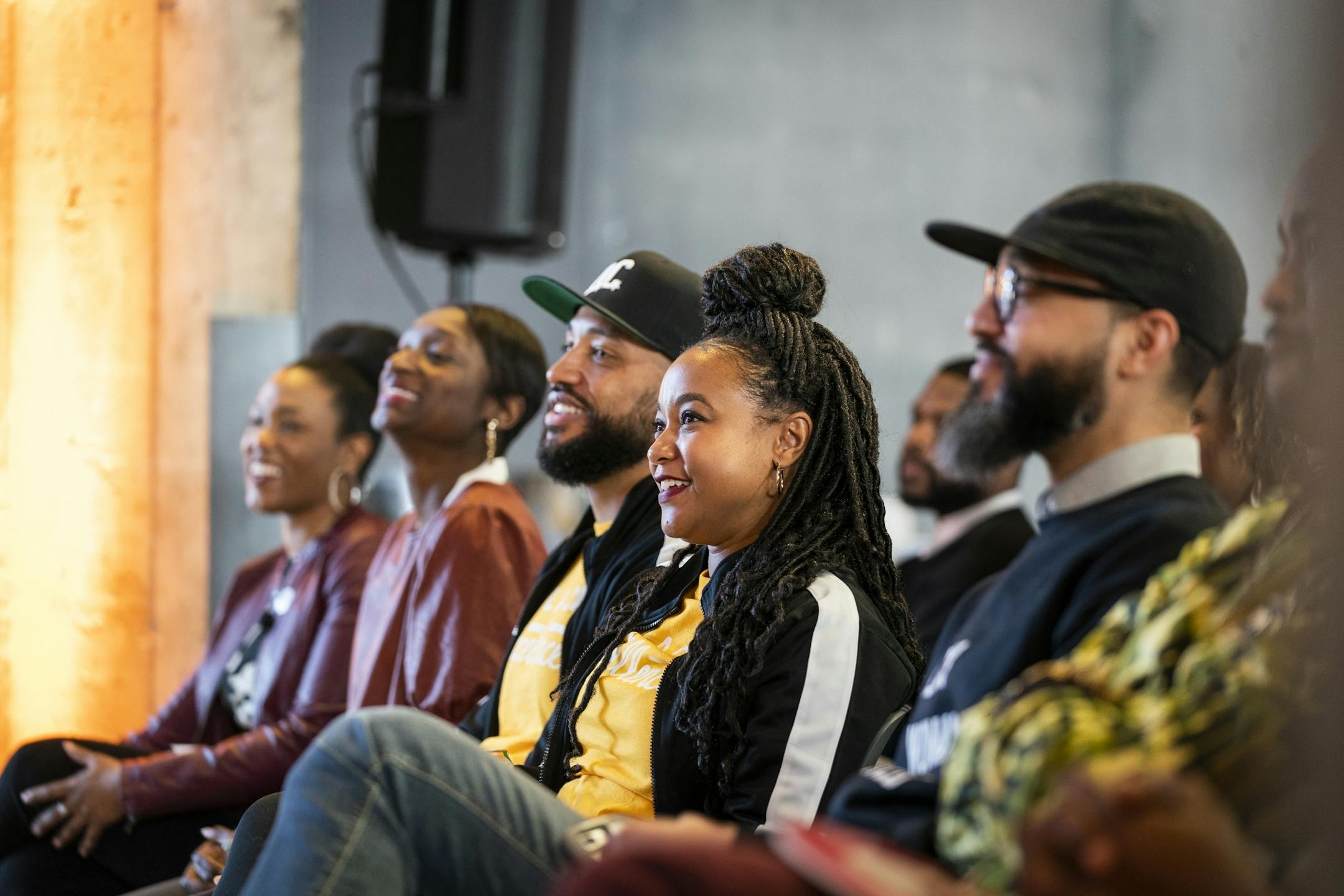 Target employees in the front row during a talk with writer and comedian Issa Rae at Target headquarters.