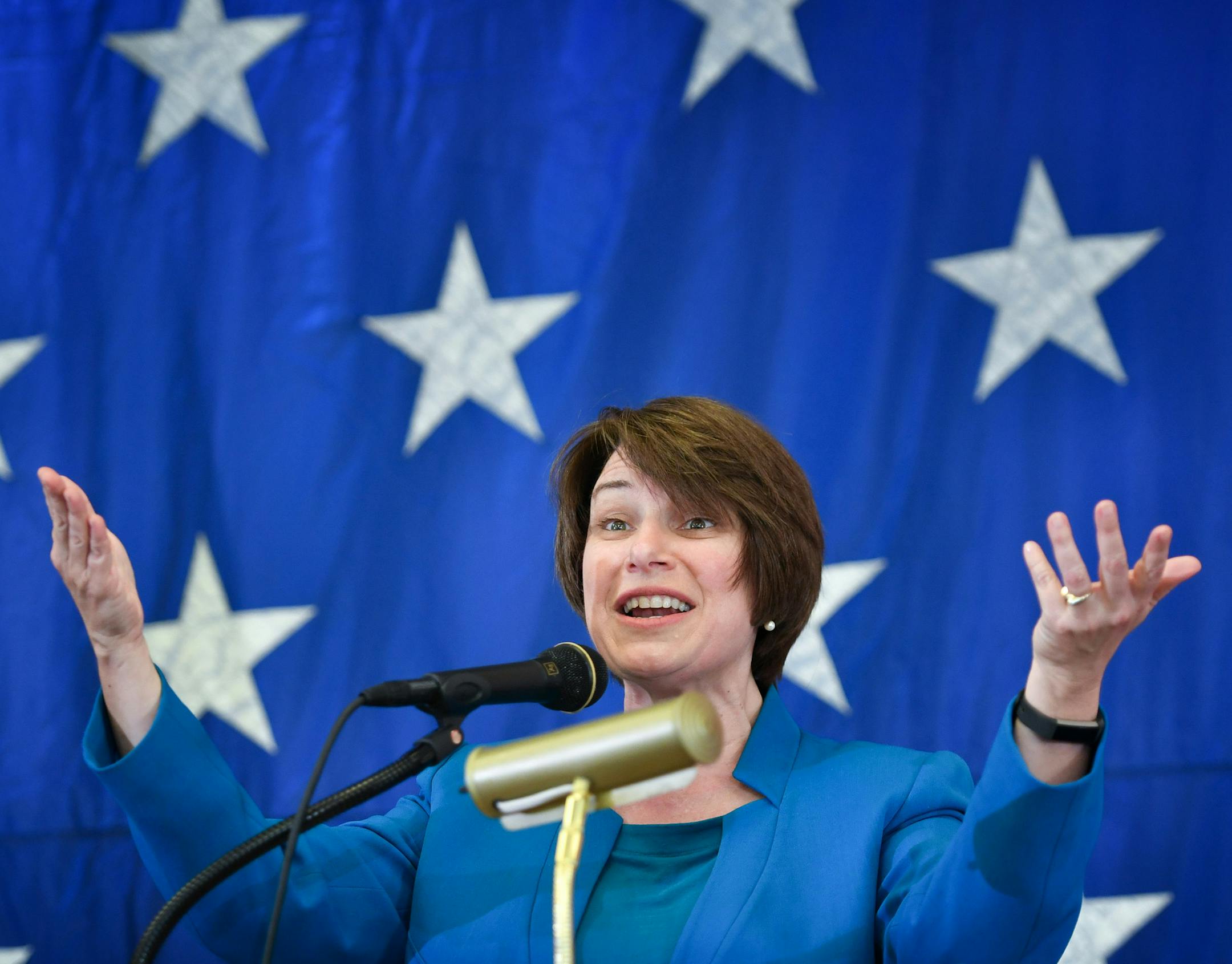Senator Amy Klobuchar spoke before around 300 people at the Polk County Democrats Spring Dinner fund raiser in Des Moines, Iowa. ] GLEN STUBBE • glen.stubbe@startribune.com Sunday May 7, 2017