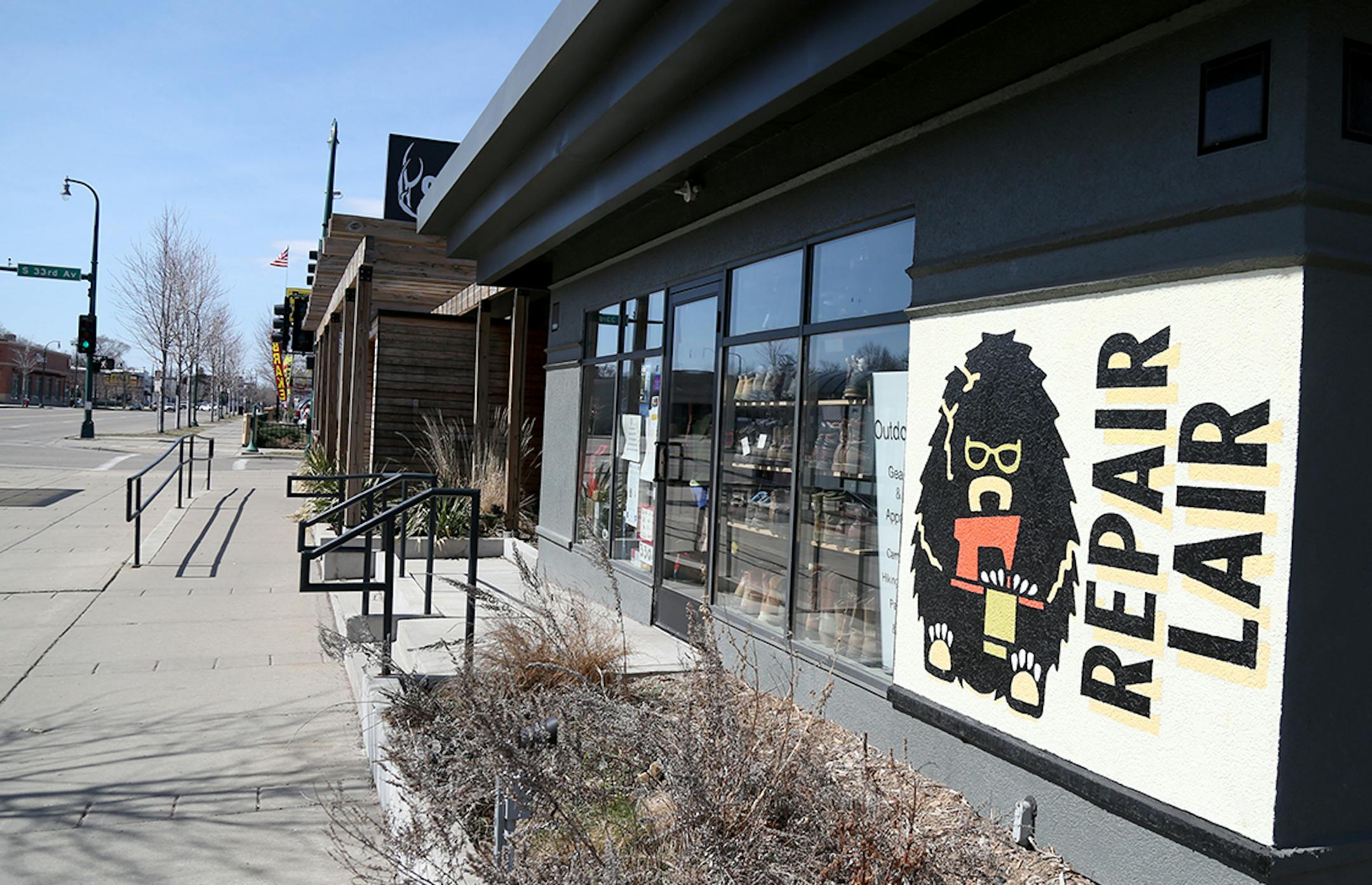 The Repair Lair, Nancy Ford's Minneapolis consignment shop specializing in outdoor clothing, accessories and repair.