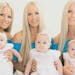 A YouTube video promoting the Dahm triplets' workout video includes this image of them with their babies.