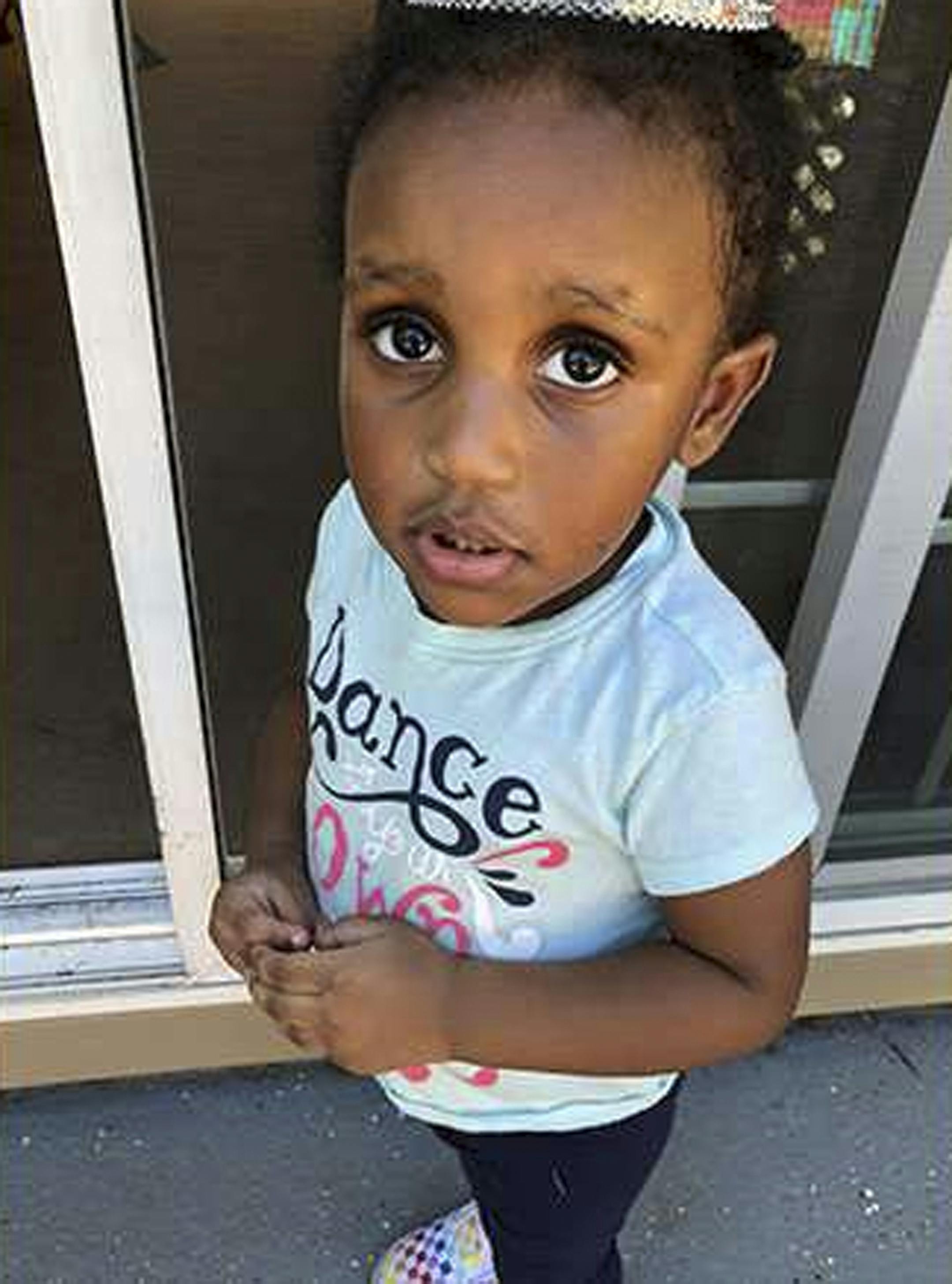 This undated photo provided by the Milwaukee Police Department shows Noelani Robinson. Authorities are asking "the entire nation" for help finding a missing 2-year-old girl after the arrest of a man suspected of fatally shooting her mother in Milwaukee this week, the city's police chief said Friday, March 15, 2019. (Milwaukee Police Department via AP)