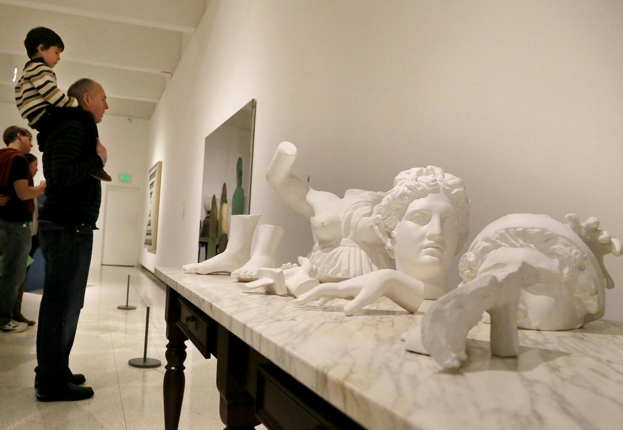 Daniel Markowitz of St. Paul and his son Xavi, 4, roamed the Walker Art Center druing Free First Saturday! Saturday, Jan. 3, 2015, in Minneapolis, MN.](DAVID JOLES/ STARTRIBUNE)djoles@startribune.com Free First Saturday! at the Walker Art Musuem featured a range of activities and art-making. The Walker has served 75 years as a public art center.**Daniel Markowitz, Xavi,cq