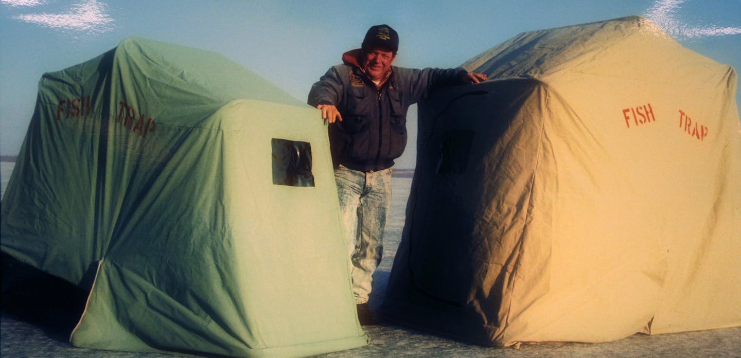 It began with a simple idea: build a portable tent-like ice fishing shelter. Thirty years later, Clam Outdoors is the largest maker of portable ice-fishing shelters and is riding a wave of ice fishing popularity. Here, Godfather of Ice Fishing Dave Genz, with two of his original Fish Traps from about 1989. ] BRIAN PETERSON &#x201a;&#xc4;&#xa2; brian.peterson@startribune.com Rogers, MN 12/10/14