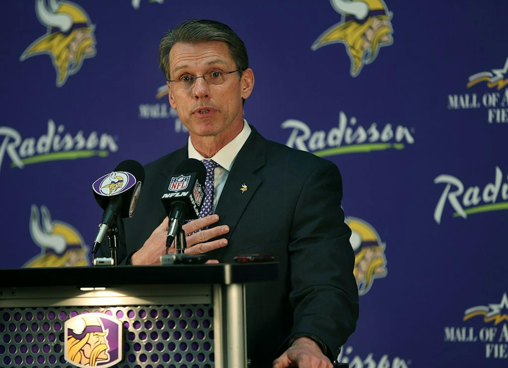 Vikings General Manager Rick Spielman spoke about examining new schemes as part of the coaching search. "I am very excited … to talk to a lot of different people to see their philosophies," he said.