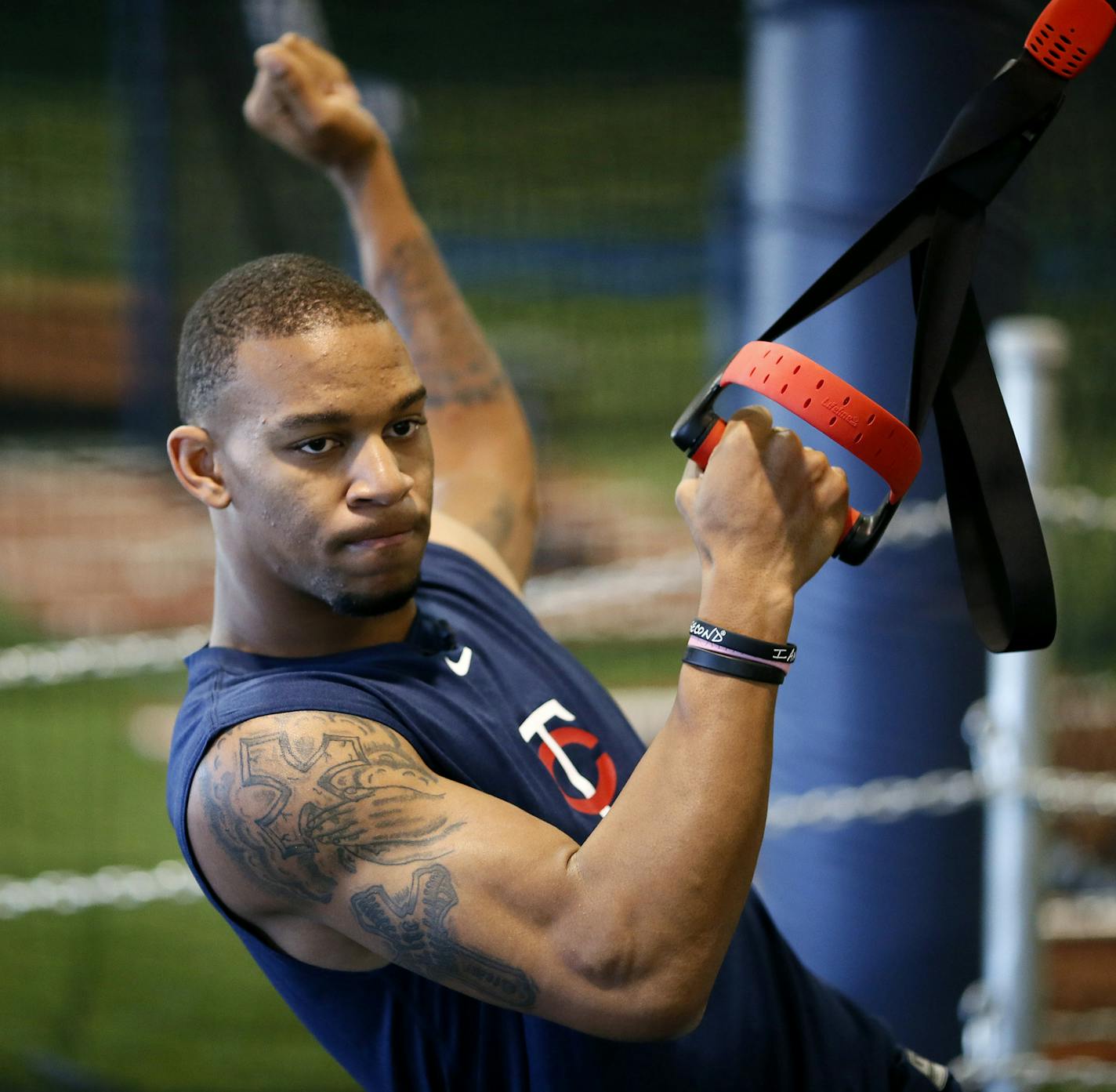 Byron Buxton worked on strength and conditioning drills during a workout at Norcross Sports Training Academy January 14 , 2014 near Atlanta ,GA. ] JERRY HOLT &#x201a;&#xc4;&#xa2; jerry.holt@startribune.com