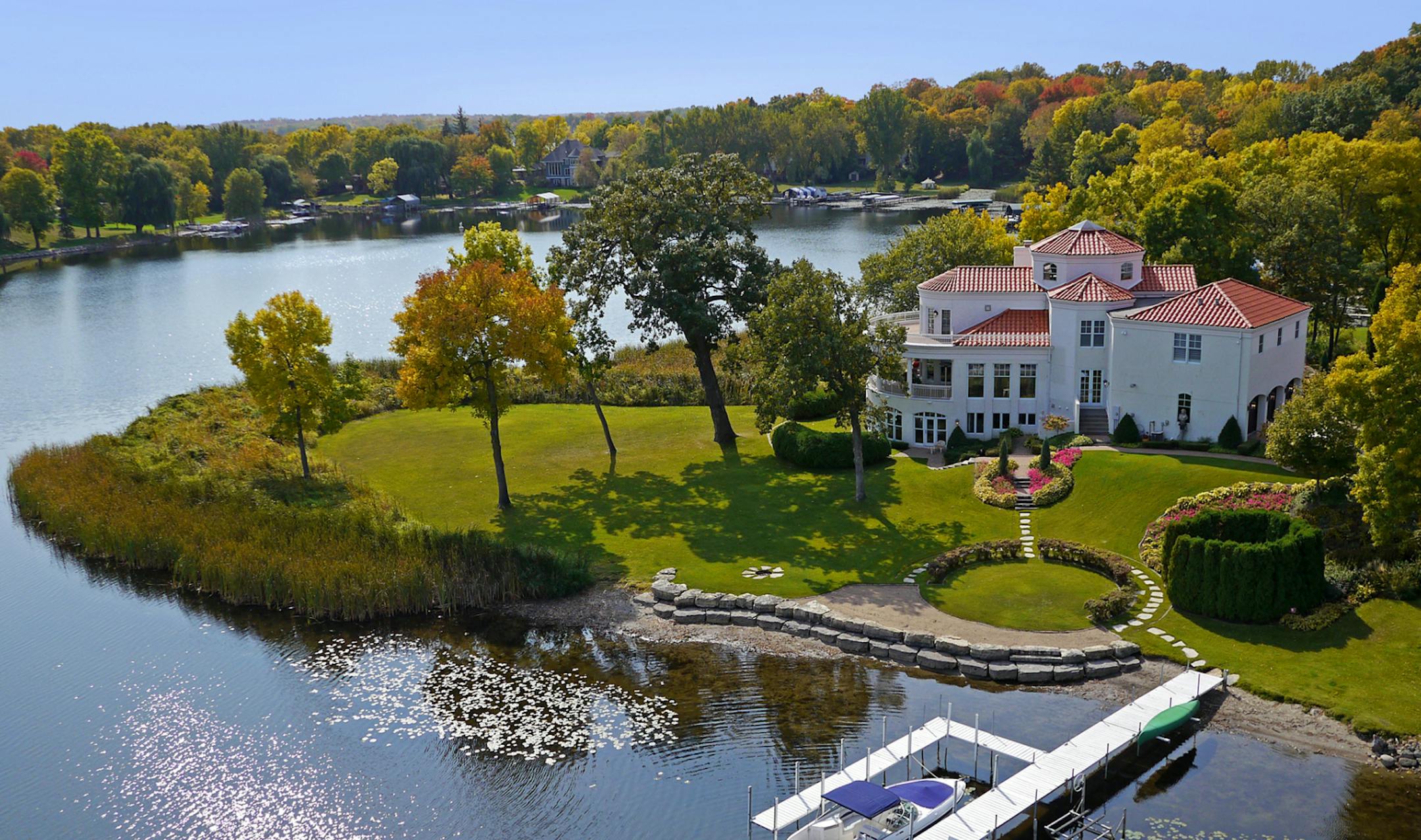 Lorie and Tim Line‚Äôs Mediterranean-style home on Lake Minnetonka went on the market for $3.99 million. credit: Spacecrafting