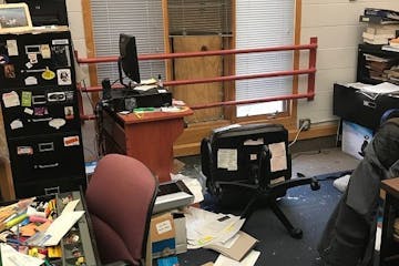 Vandals broke into the Nawayee Center School in south Minneapolis over the Thanksgiving break, destroying art work, trashing offices and stealing two 