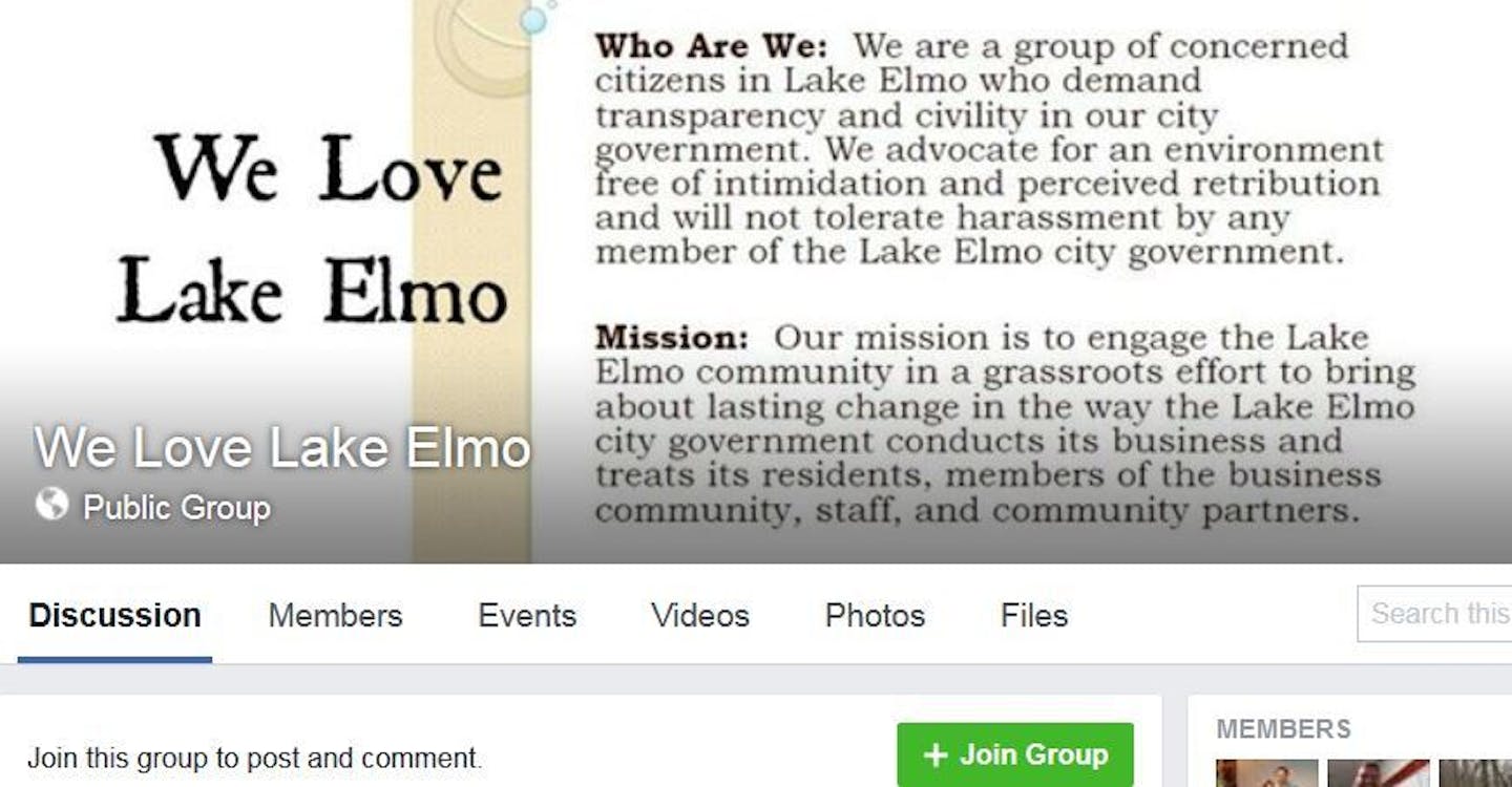 The We Love Lake Elmo group on Facebook.