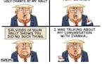 Sack cartoon: Trump's talking-quickly tactics