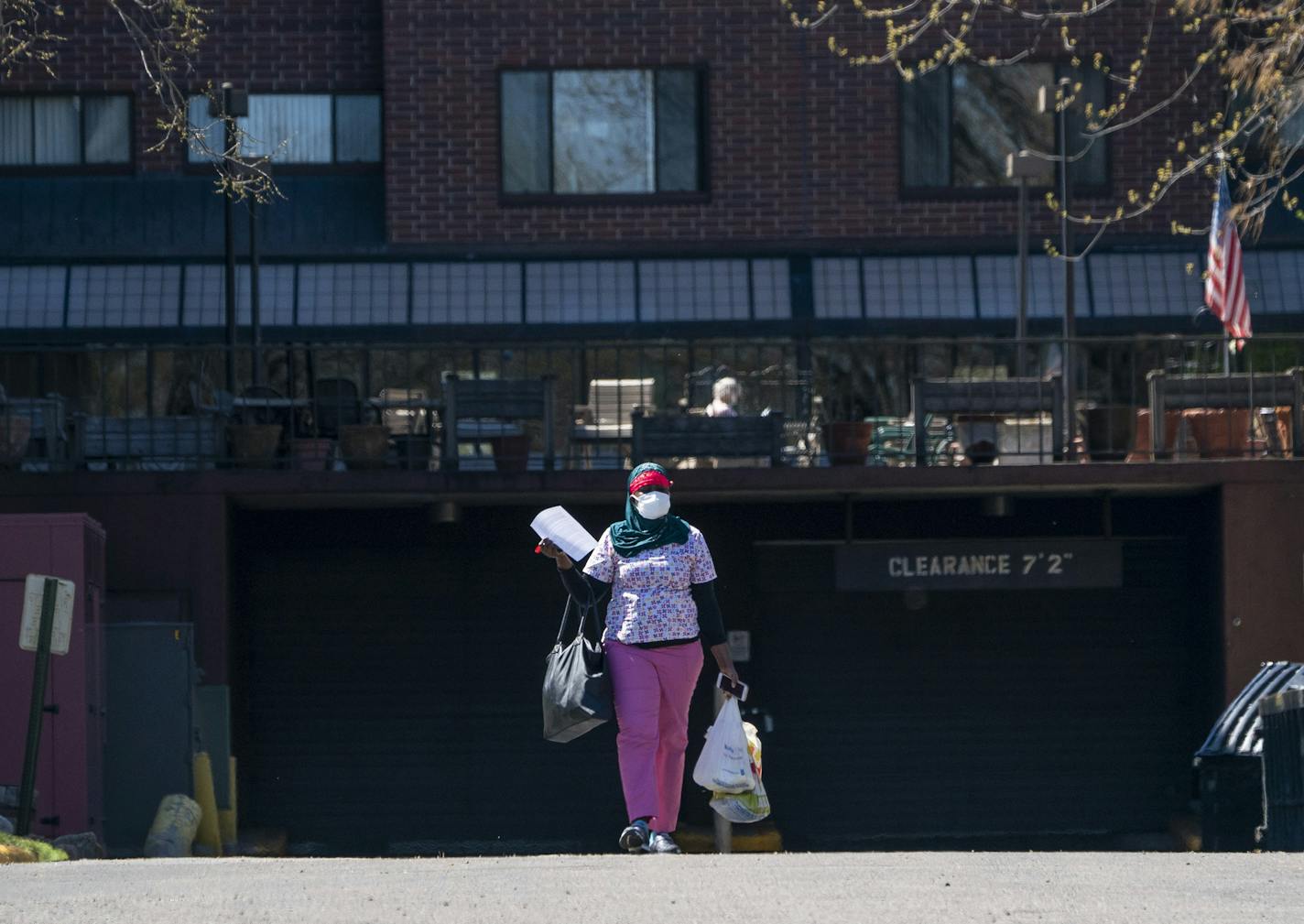 An employee left the grounds during a shift change at St. Therese of New Hope in New Hope, Minn., on Thursday, April 30, 2020. ] RENEE JONES SCHNEIDER &#xa5; renee.jones@startribune.com