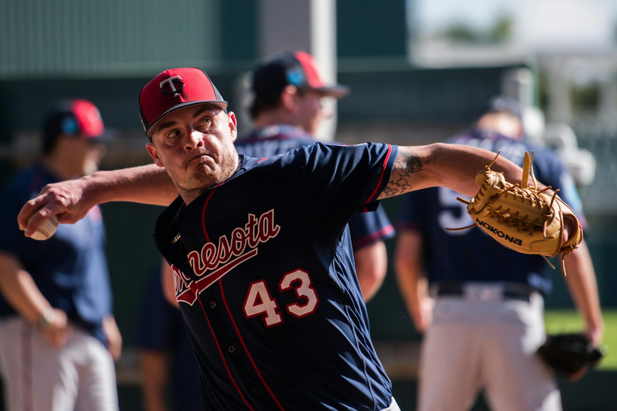 Twins pitcher Addison Reed worked out in the bullpen.