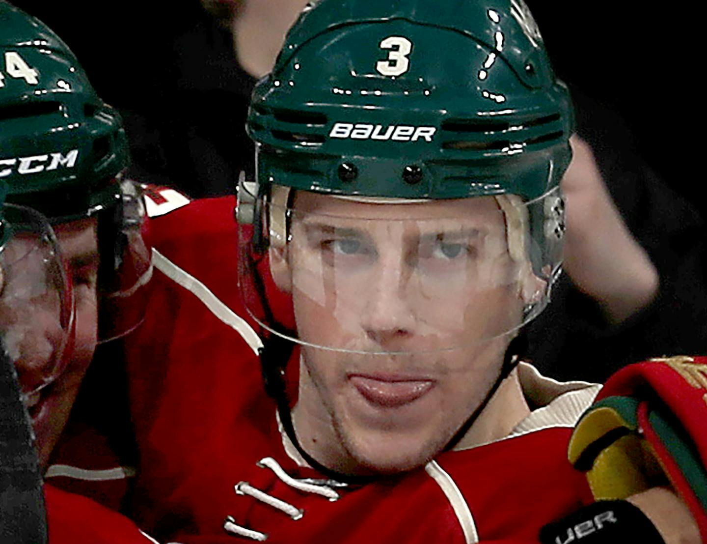 Nino Niederreiter (22) Tyler Graovac (44) and Charlie Coyle (3) celebrated a goal by Graovac in the second period. ] CARLOS GONZALEZ &#xef; cgonzalez@startribune.com - January 26, 2017, St. Paul, MN, Xcel Energy Center, NHL, Hockey, St. Louis Blues at Minnesota Wild