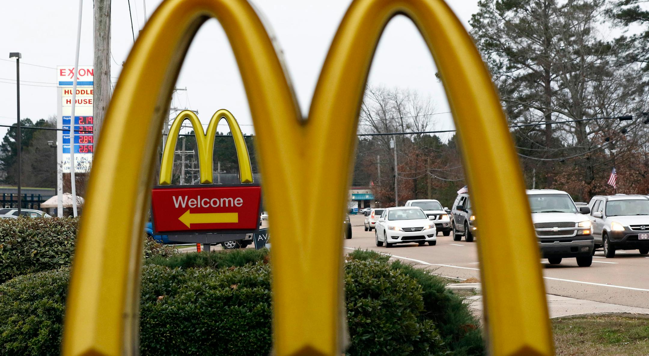FILE- This Feb. 15, 2018, file photo shows a McDonald's Restaurant in Brandon, Miss. McDonald's Corp. reports earnings Monday, April 30. (AP Photo/Rogelio V. Solis, File)