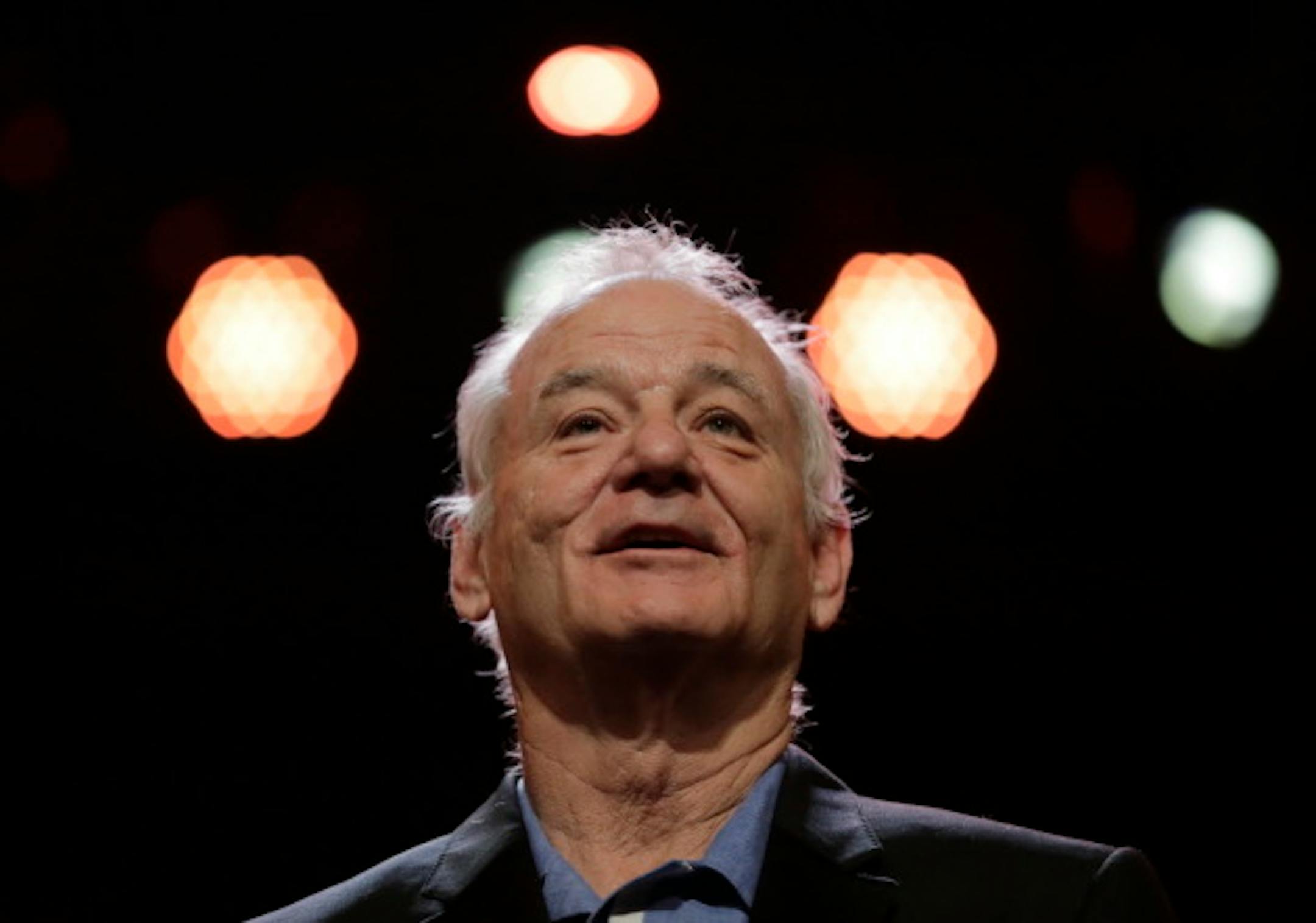 US actor Bill Murray smiles during the awarding ceremony of the 68th edition of the International Film Festival Berlin, Berlinale, in Berlin, Germany, Saturday, Feb. 24, 2018. (AP Photo/Markus Schreiber)