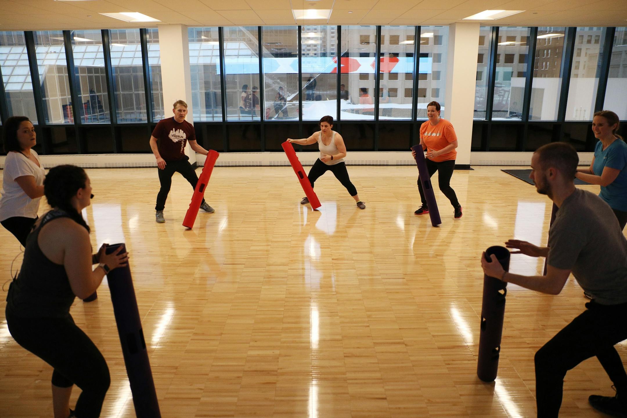 YMCA employees participated in a demonstration class class.