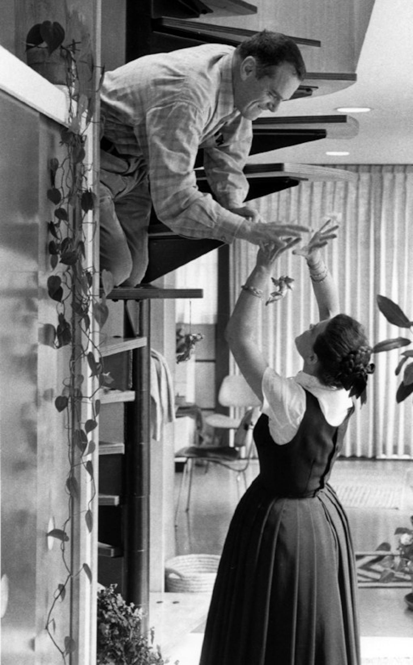 Charles and Ray Eames at home about 1970 from the documentary "Eames: The Architect and the Painter." Credit Eames Office, LLC