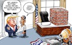 Sack cartoon: Oval Office meeting