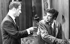 October 15, 1971 Art Critic -- Don Ameche (left) warns Peter Falk to be careful of paintings, in "Suitable for Framing" on NBC- TV's "NBC Mystery Movi