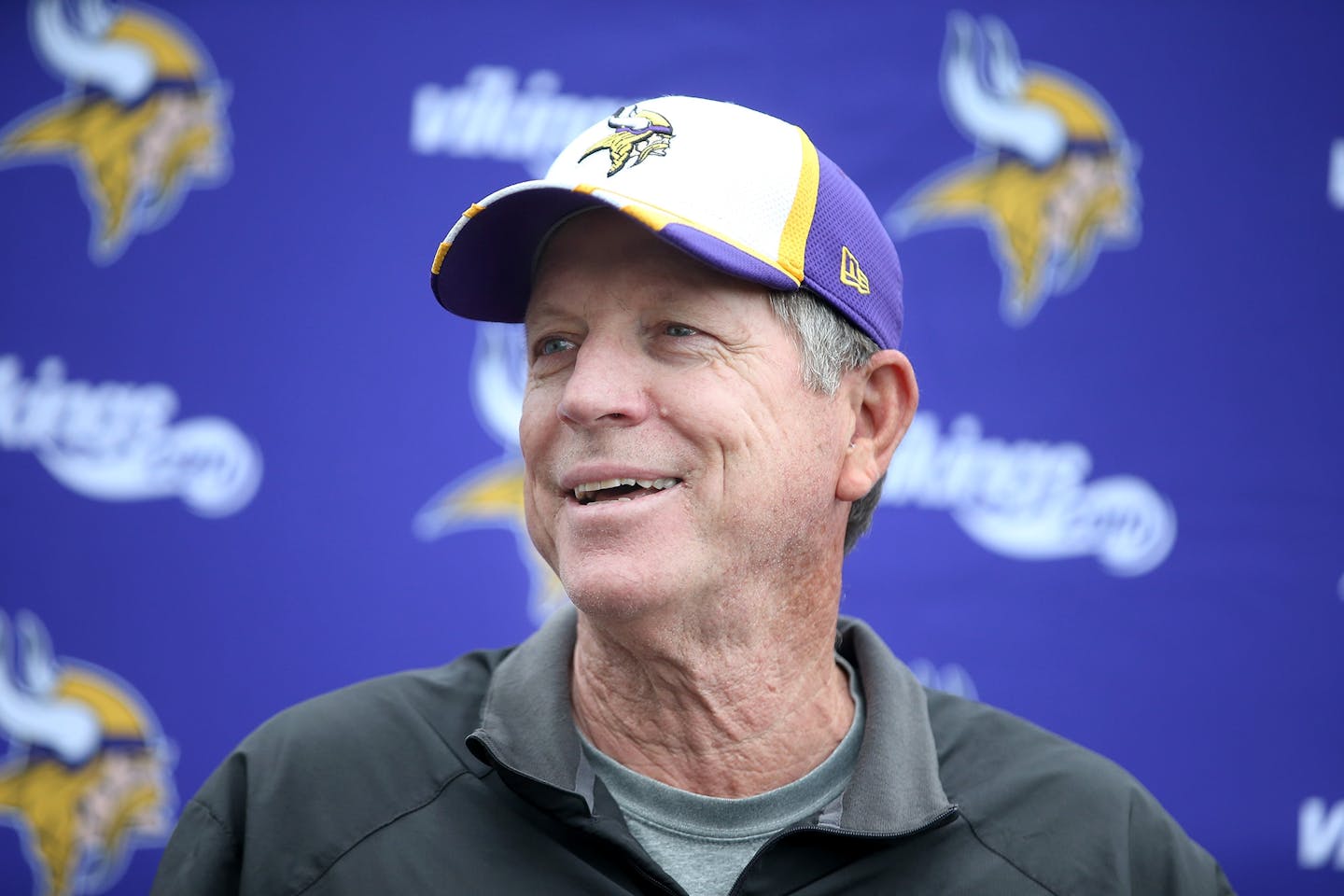 Minnesota Vikings Offensive Coordinator Norv Turner spoke to the media after practice, Thursday, June 4, 2015 at Winter Park in Eden Prairie, MN.