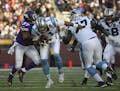 Minnesota Vikings defensive end Everson Griffen (97) had a fourth quarter sack of Carolina Panthers quarterback Cam Newton (1) for an eight yard loss 