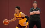Gophers assistant coach Ed Conroy watched Tre Williams during a practice.
