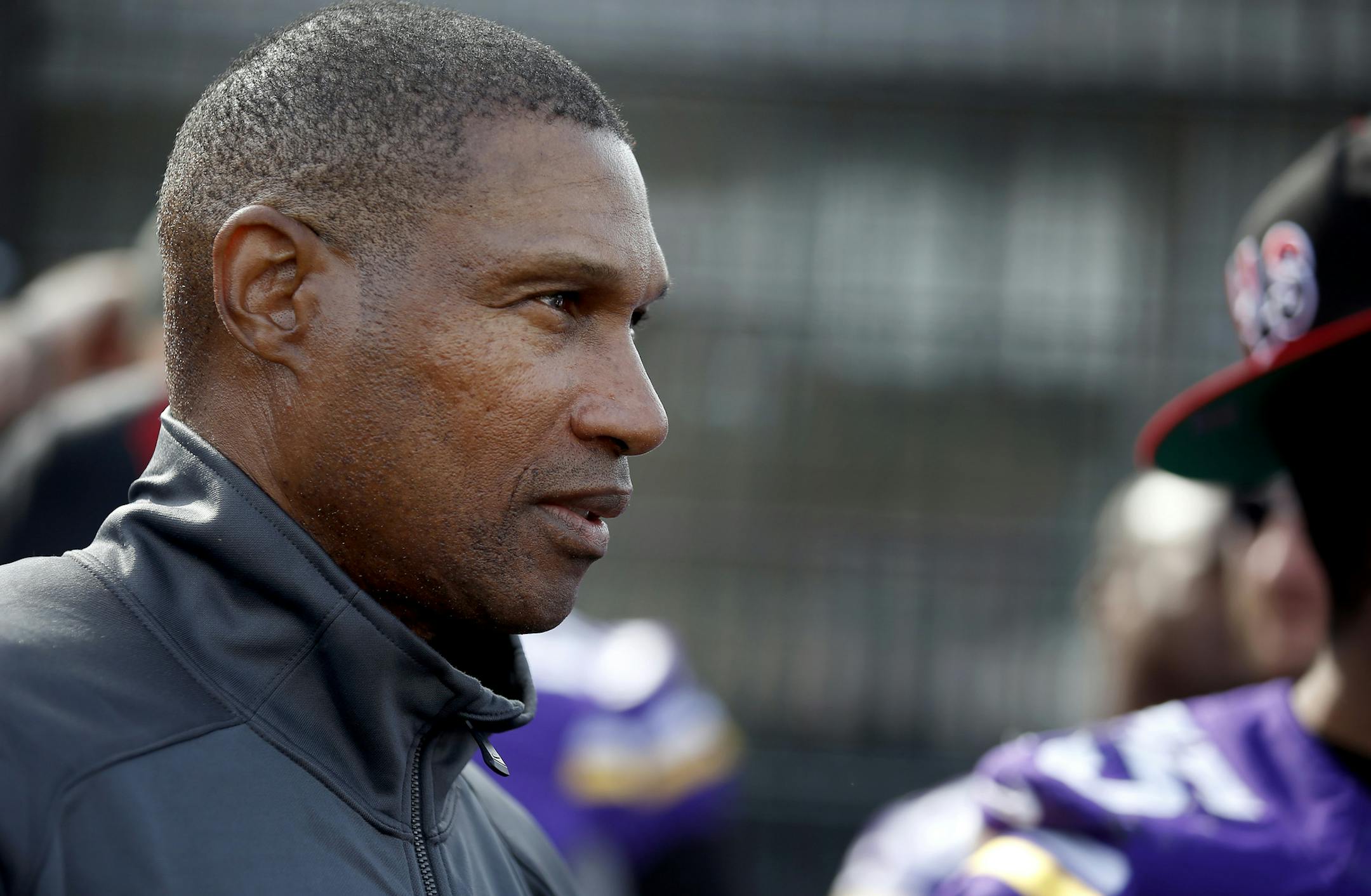Minnesota Vikings head coach Leslie Frazier at Tuesday's event outside of Wembley Stadium shortly after the team arrived in London for Sunday‚Äôs game vs. the Pittsburgh Steelers. ] CARLOS GONZALEZ cgonzalez@startribune.com September 24, 2013, London, England, UK, Wembley Stadium, ,NFL, Minnesota Vikings Community Day ‚Äì Wembley Stadium Vikings,