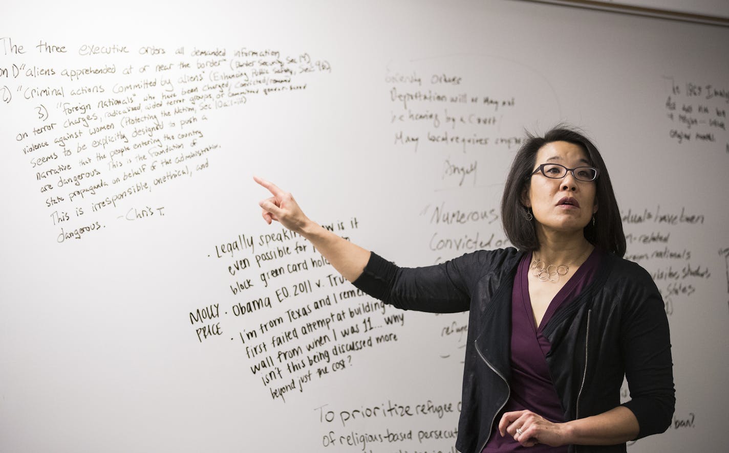 Professor Erika Lee teaches her American Immigration History course.