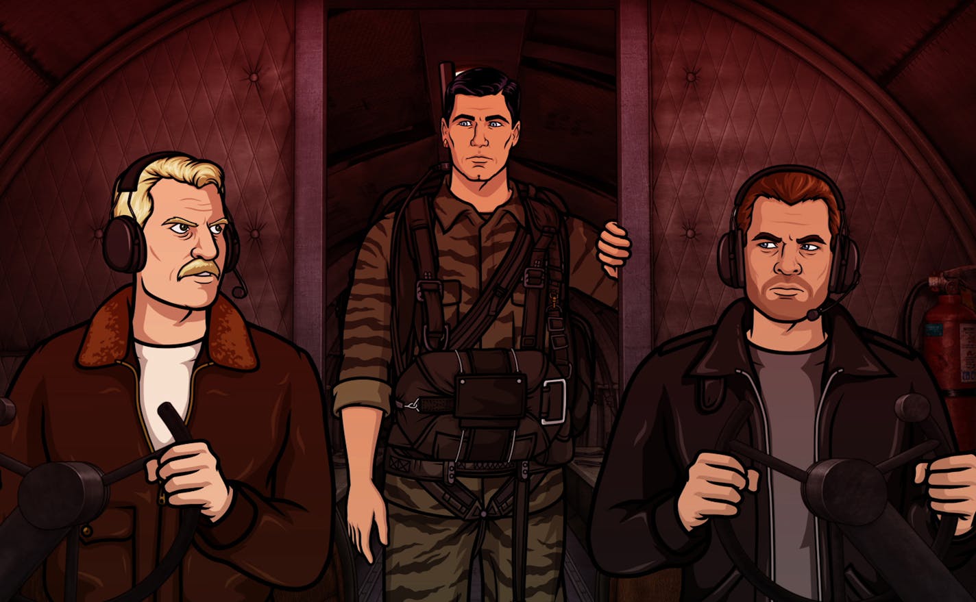 ARCHER: Episode 1, Season 6 "The Holdout" (Airing Thursday, January 8, 10:00 PM e/p) Archer must salvage a crashed plane in a jungle filled with relics from World War II. Pictured: (center) Sterling Archer (voice of H. Jon Benjamin). CR: FX