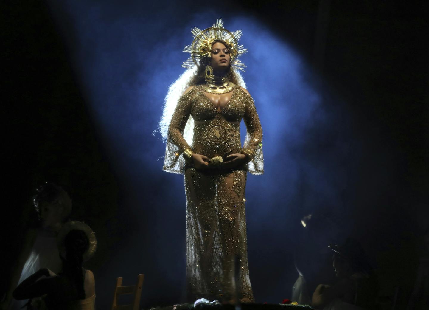 Beyonce performs at the 59th annual Grammy Awards on Sunday, Feb. 12, 2017, in Los Angeles. (Photo by Matt Sayles/Invision/AP)