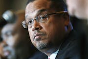 FILE - In this Dec. 2, 2016 file photo, U.S. Rep. Keith Ellison, D-Minn., listens during a forum on the future of the Democratic Party, in Denver. Ell