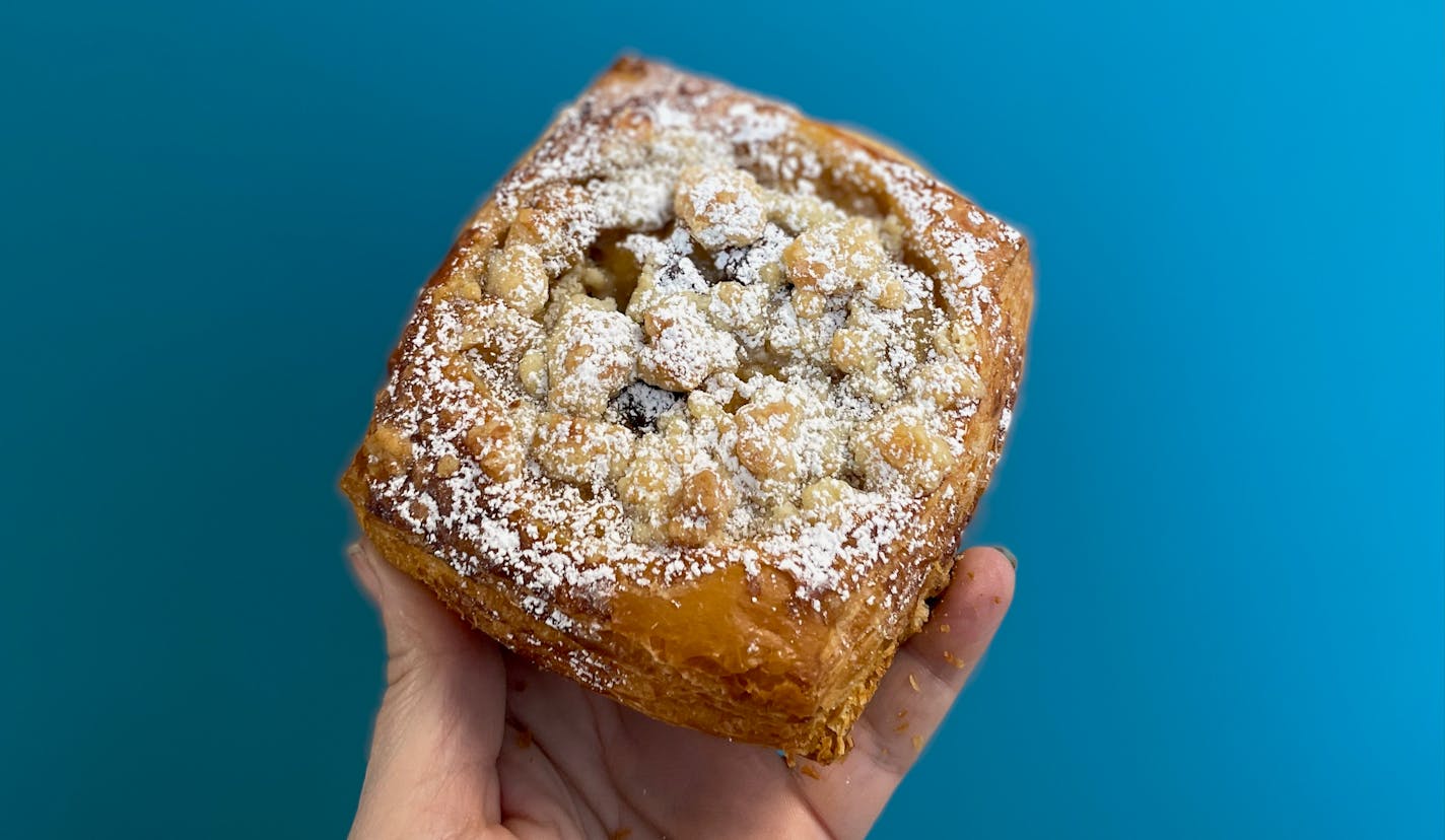 A banana chocolate chunk Danish.