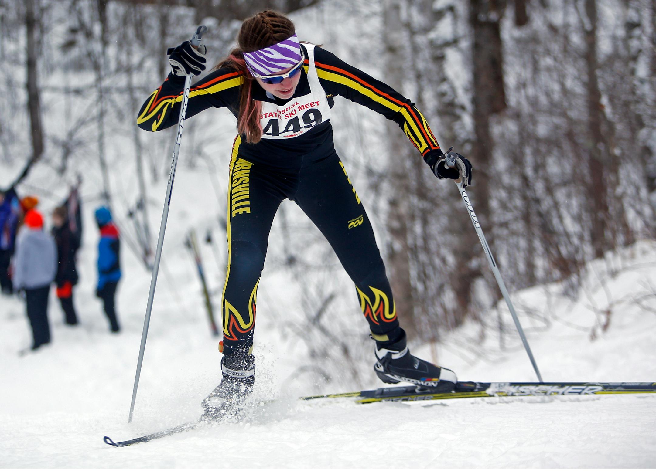 Vivian Hett of Burnsville finished third in the freestyle and second in the pursuit at the girls Nordic State Ski Meet Thursday, Feb. 14, 2013, at Giants Ridge in Biwabik.