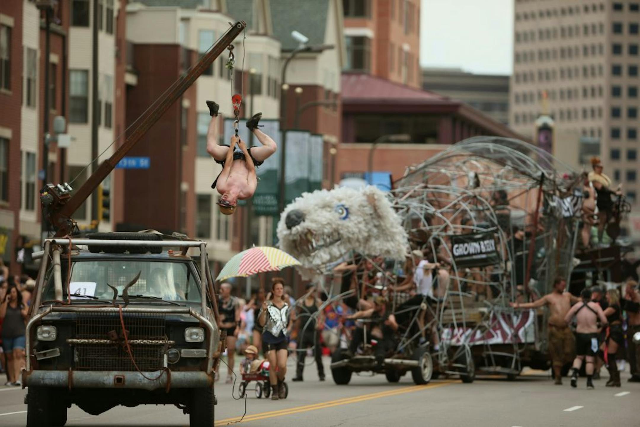 The float from Grown & Sexy Productions neared the end of the Hennepin Ave. parade route Sunday afternoon.