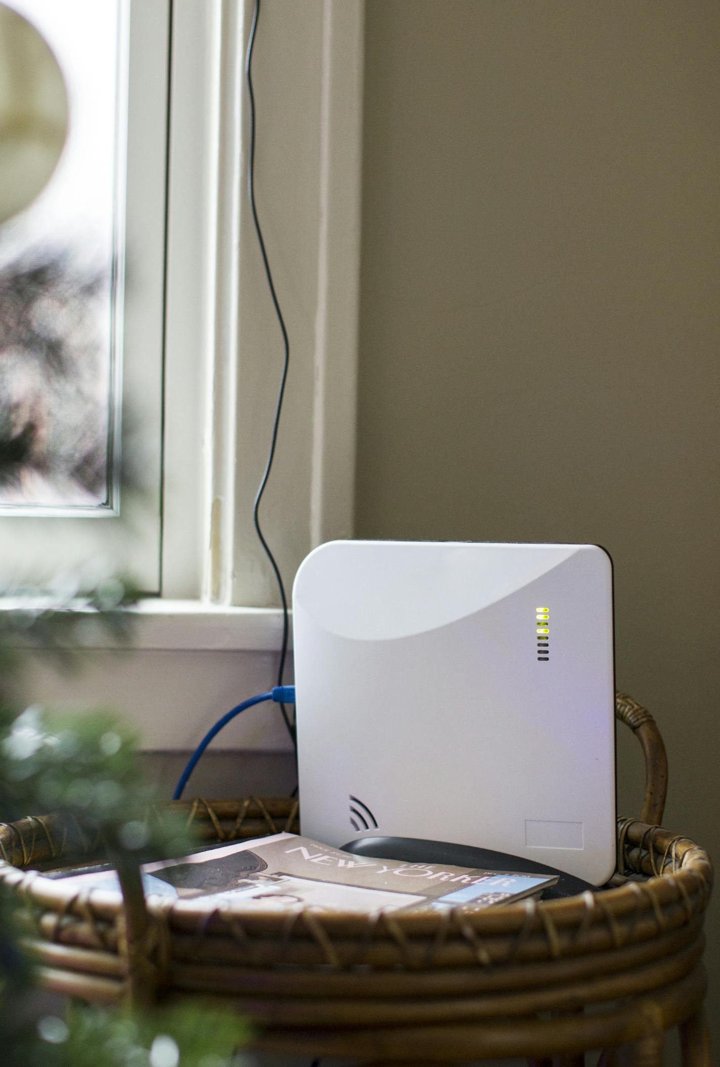 The Healthsense eNeighbor system receiver controls the motion sensors in living spaces. Photographed at the Evans residence in St. Paul December 15, 2015. (Courtney Perry/Special to the Star Tribune)