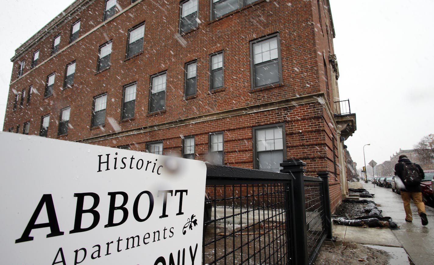 The exterior of the Abbott apartments maintains an old-style feel but the interiors have been modernized for city living.