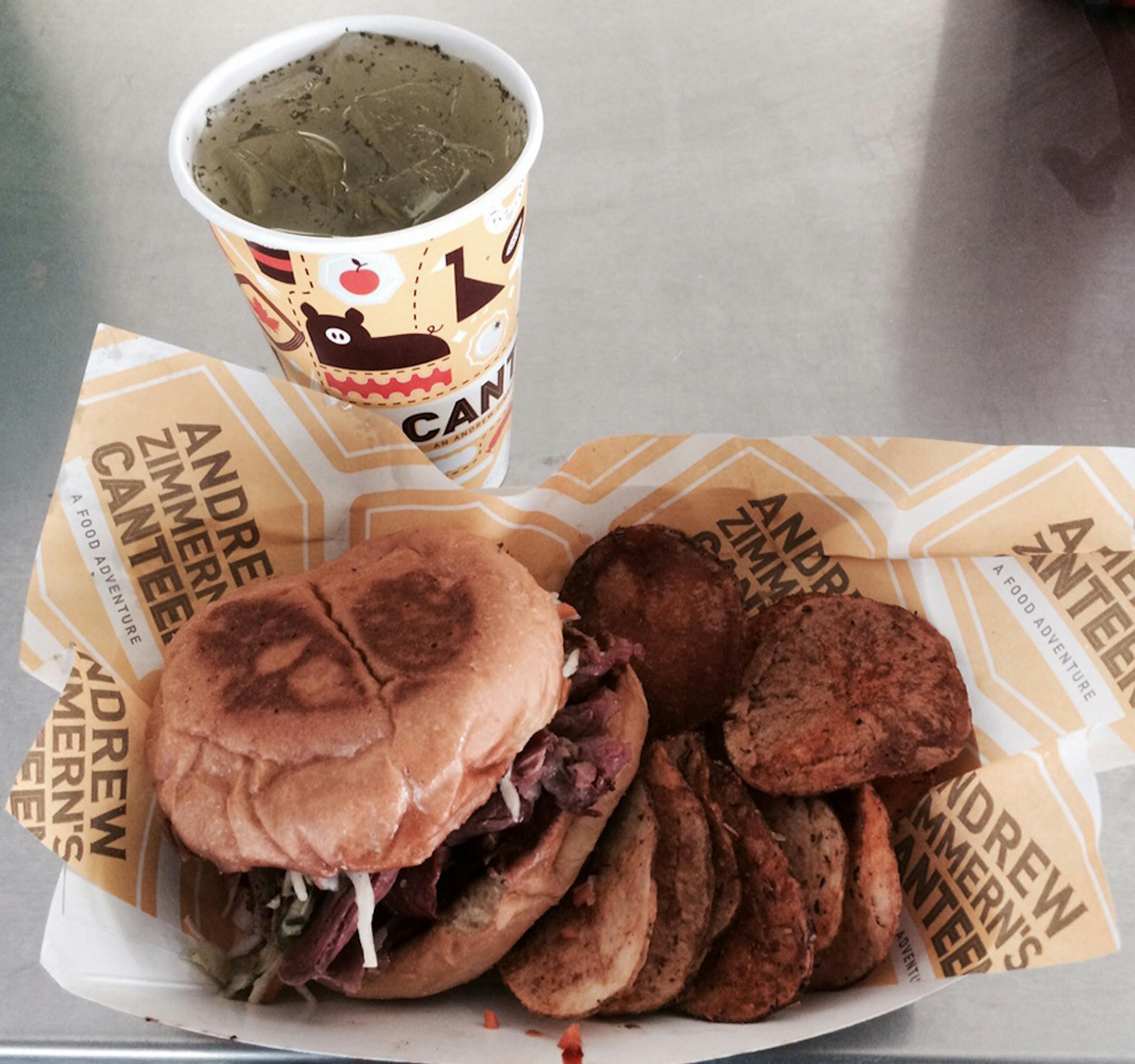 Rick Nelson, Star Tribune Beef sandwich and lemonade at AZ Canteen at Target Field.