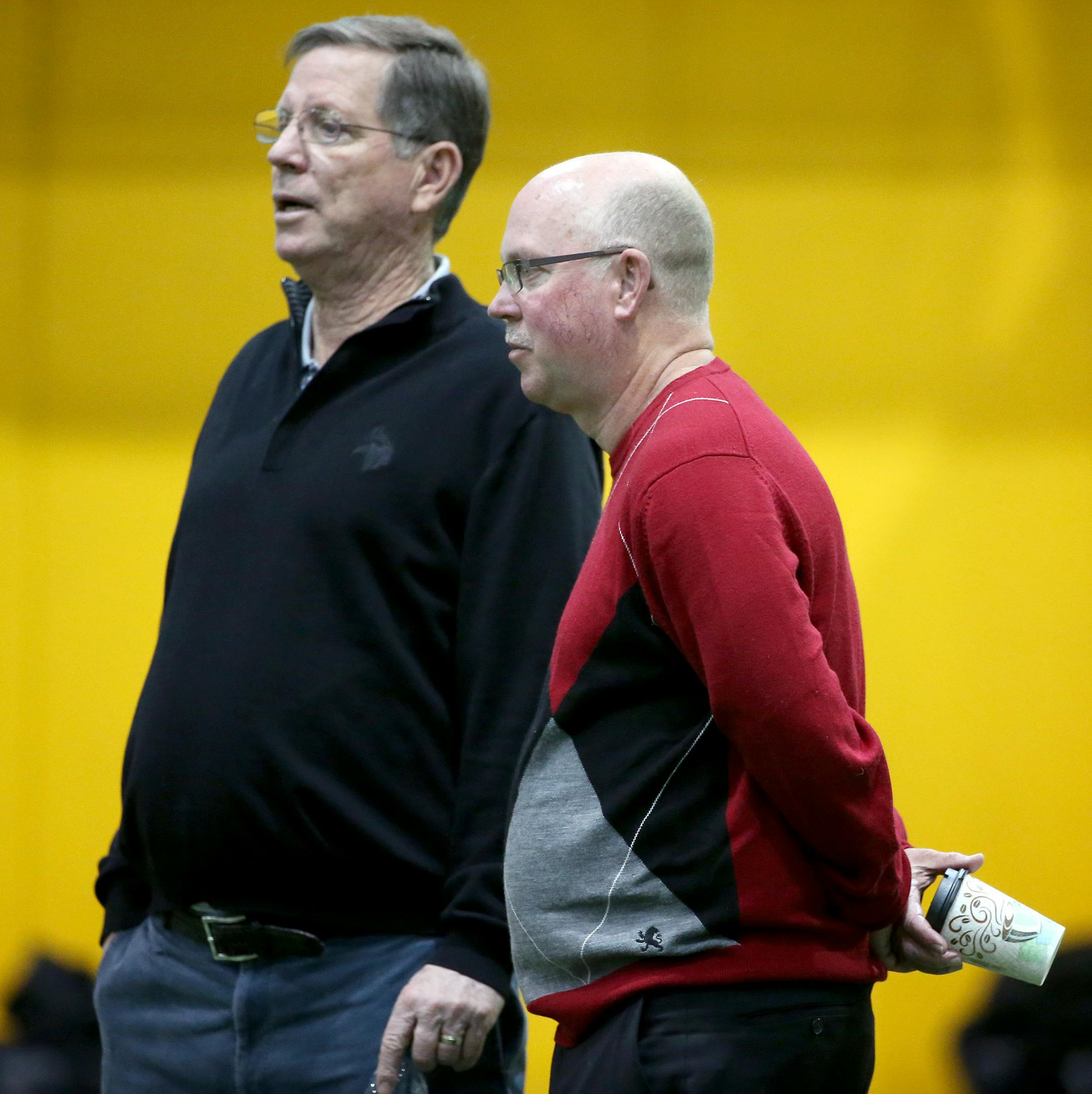 Minnesota's Head Coach Jerry Kill watched as some of his players were tested on their football skills before NFL scouts during Pro Day at the Nagurski building on campus, Monday, March 2, 2015. ] (ELIZABETH FLORES/STAR TRIBUNE) ELIZABETH FLORES � eflores@startribune.com