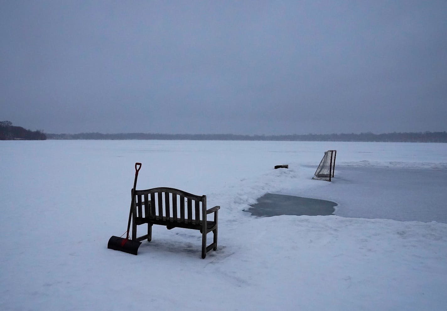 The weather was grey and the winds blew cold and an ice rink on Lake Harriet was void of skaters Friday, Feb. 11, 2022 in Minneapolis, Minn.  ] DAVID JOLES • david.joles@startribune.com