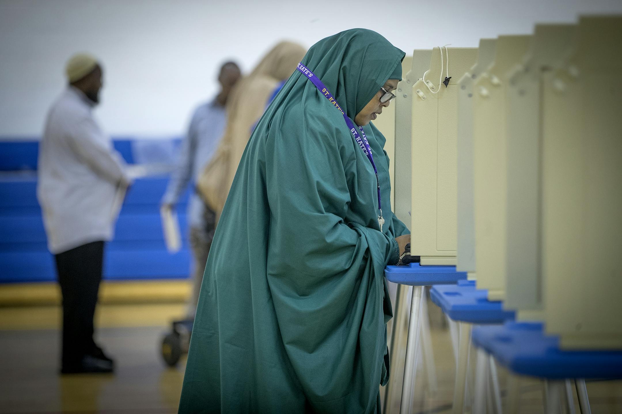 Safiya Ali voted at the Brian Coyle Community Center on primary election day, Tuesday, August 14, 2018 in Minneapolis, MN.