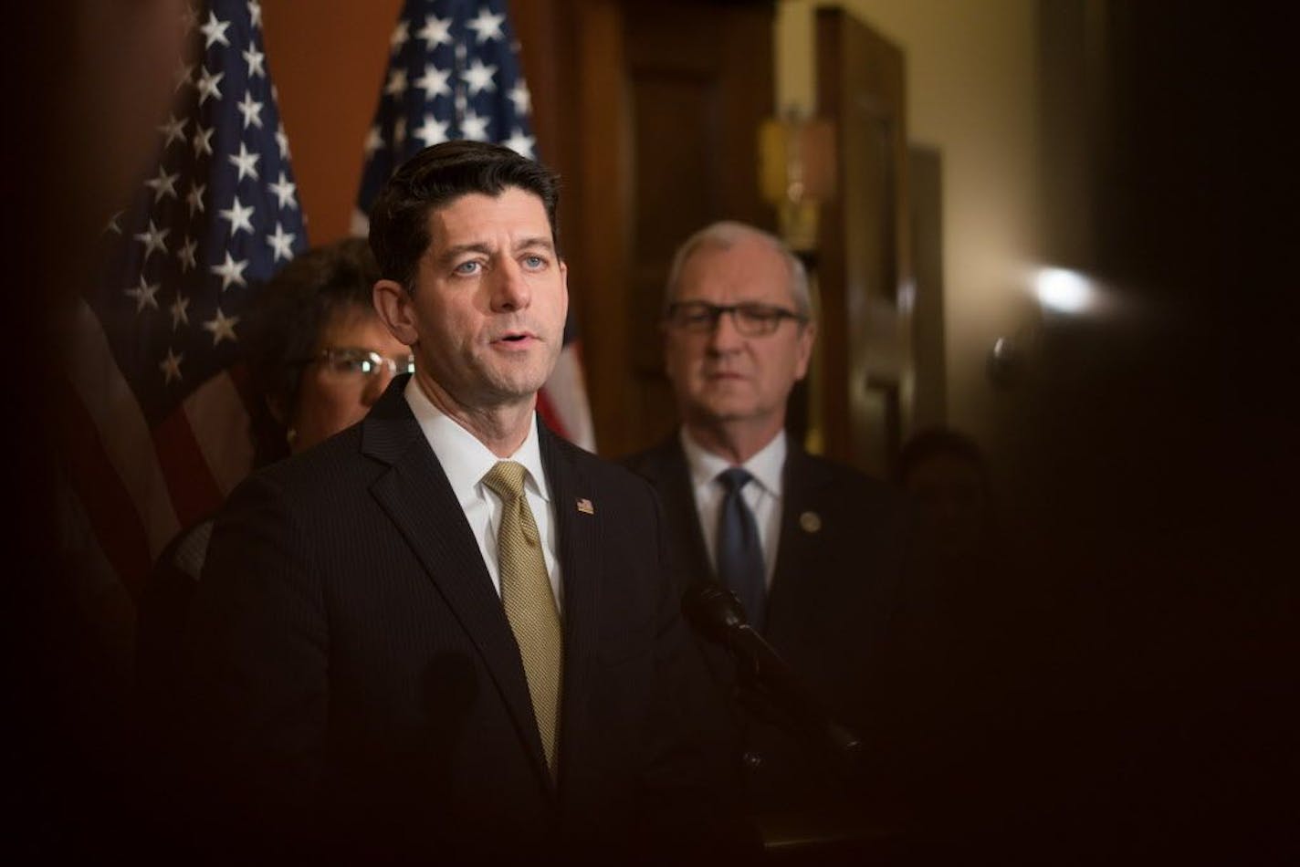 House Speaker Paul Ryan (R-Wis.) speaks after the House voted to approve a continuing resolution that would fund the government, on Capitol Hill in Washington, Jan. 18, 2018. By a 230-197 vote, the House approved on Thursday night a stopgap spending bill, but Senate Democrats appeared ready to block the measure.