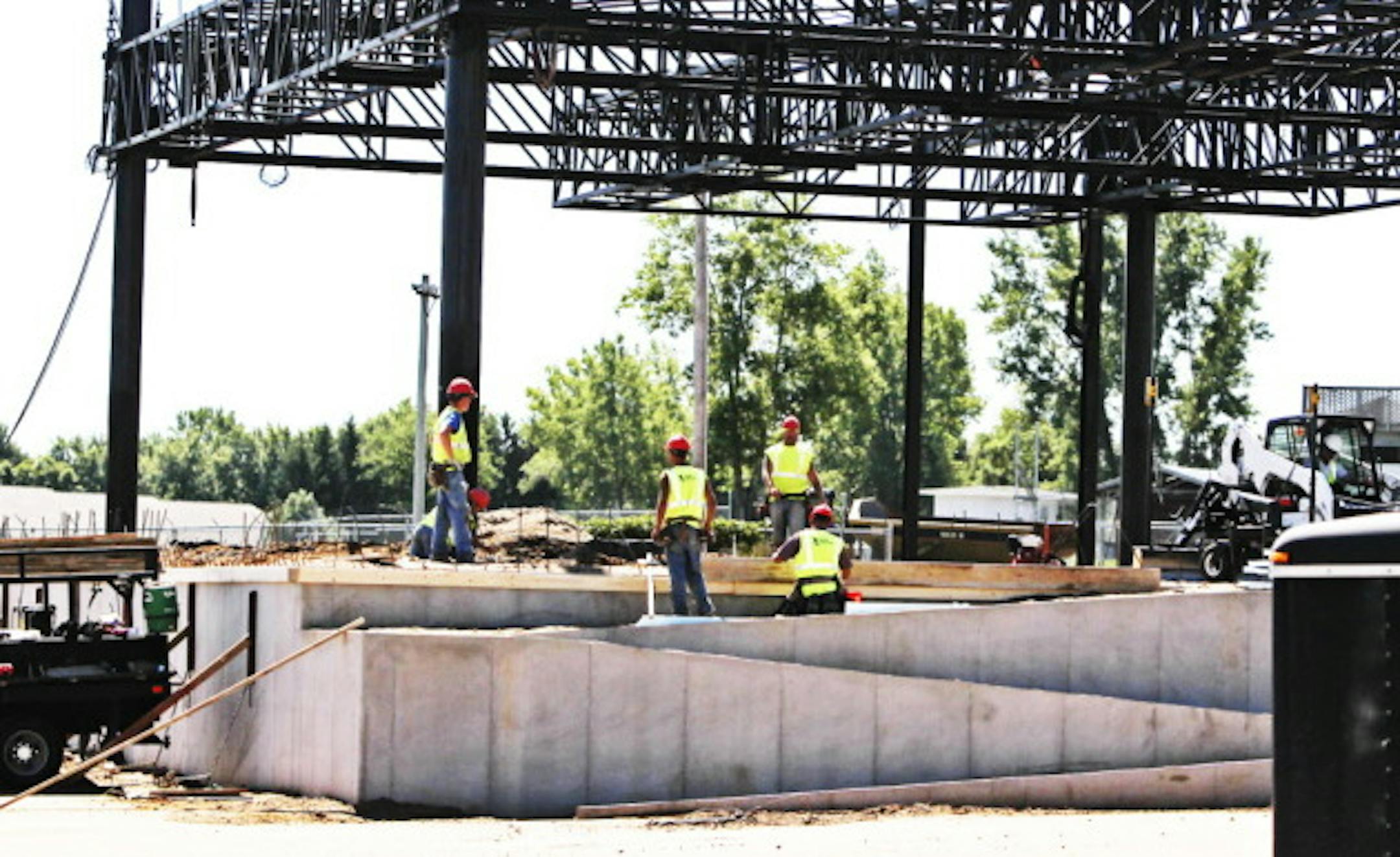 Workers finished off the new stage at Somerset Amphitheater two weeks ago. / Photo by David Joles, Star Tribune