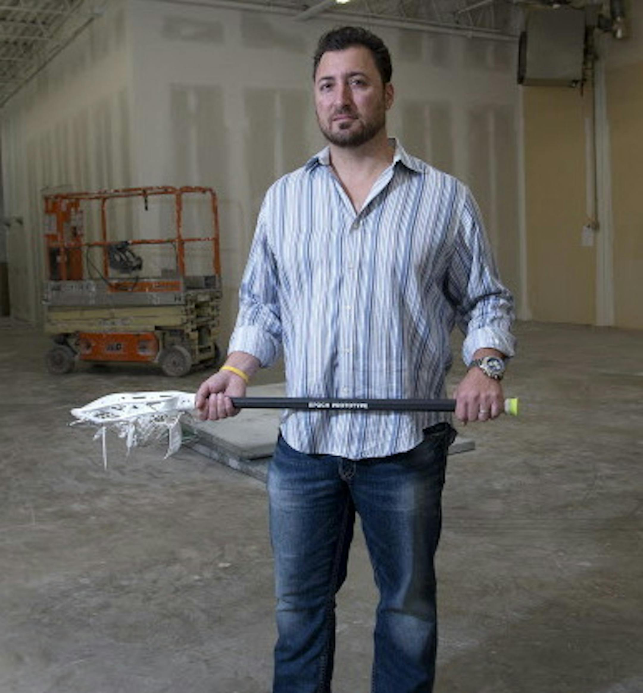 James Miceli, Principal Sales and Marketing of Epoch Lacrosse. ] CARLOS GONZALEZ cgonzalez@startribune.com - September 16, 2015, Roseville, MN, James Miceli at Epoch's new space in Roseville prior to moving in its R&D and design equipment. ORG XMIT: MIN1509161136191815
